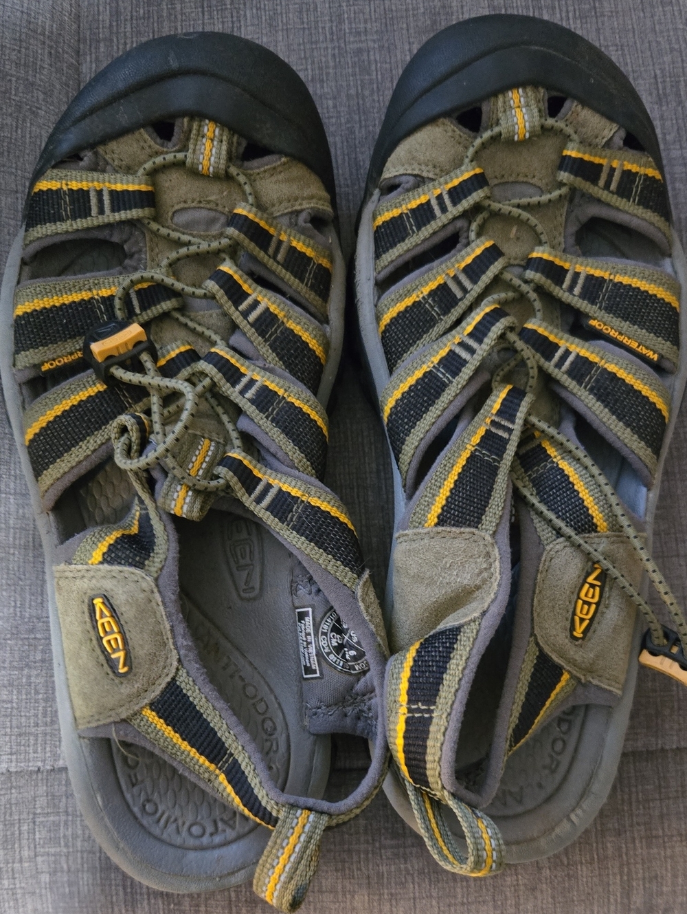 Keen Olive Green and Yellow Striped Outdoor Sandals